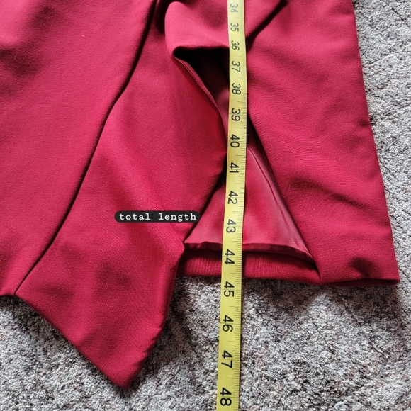 cinq a sept Piper Dress In Pomegranate Red Ruffle Front Slit Asymmetrical Midi 4 - Picture 11 of 11